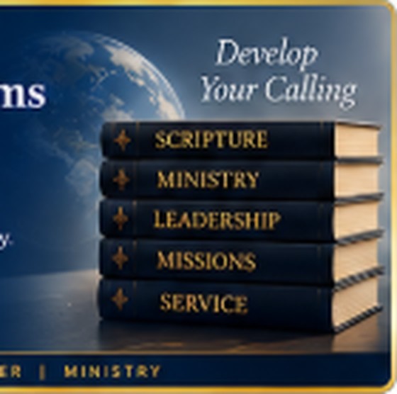 Books representing Scripture, ministry, leadership, missions and service